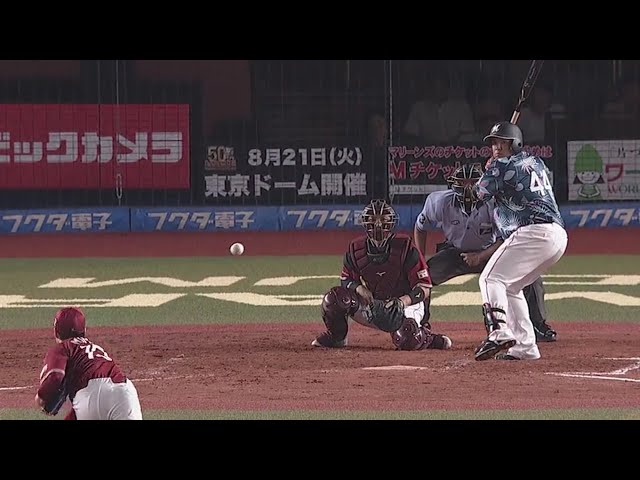 【3回裏】マリーンズ・井上 右翼フェンス際へ同点タイムリーヒット!! 2018/7/17 M-E