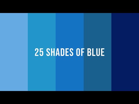 25 different shades of blue colour and their names.