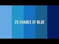 25 different shades of blue colour and their names.