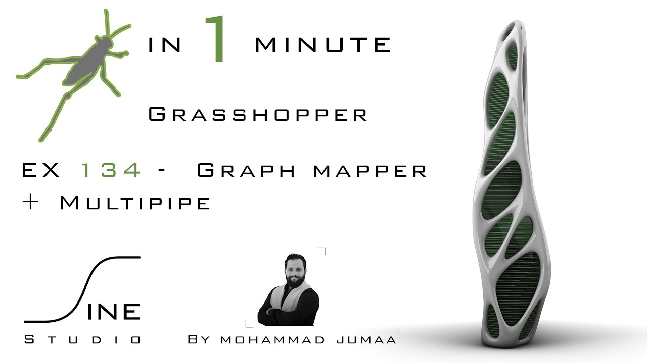 Grasshopper in 1 minute - EX 134 - Graph mapper + Multipipe