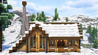 Minecraft: How to Build a Winter Cabin House | Survival Log House Tutorial