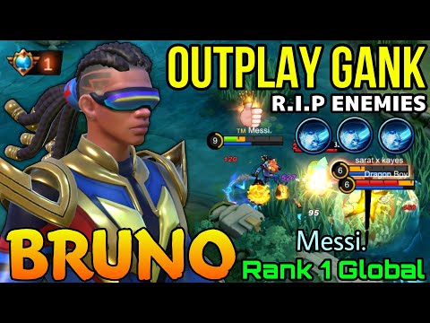 Fiery Shot! Supreme No.1 Bruno Outplay Gank! - Top 1 Global Bruno by Messi. - Mobile Legends