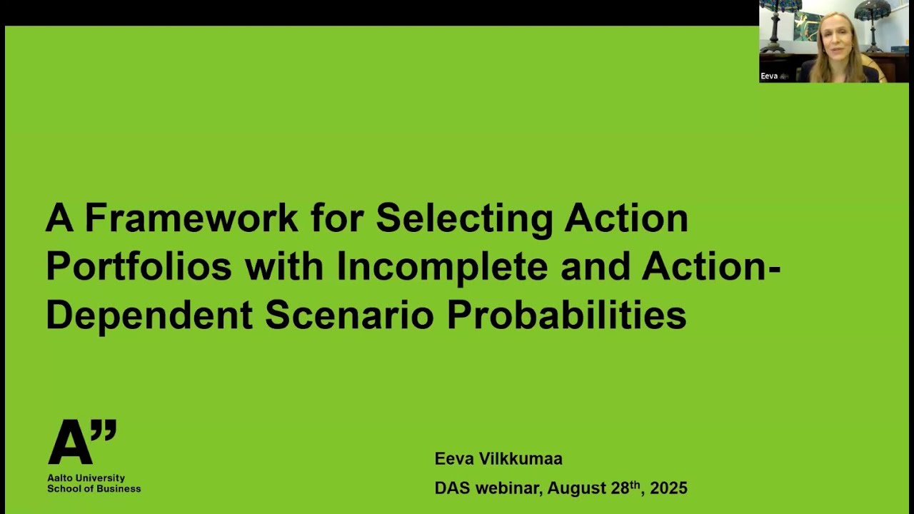 A framework for selecting action portfolios with incomplete and action-dependent scenario probabilities