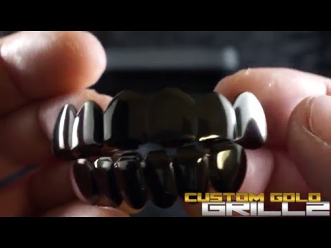18k Gunmetal 6 Tooth Premium Grills by Custom Gold Grillz