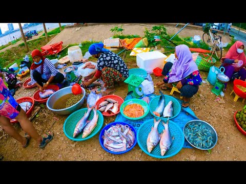 [4K] Cambodian Fish Market Scenes, Fresh Fish in Phnom Penh, Walking tour 2021
