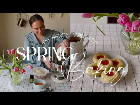 Welcoming Spring: Homemade Jam Thumbprint Cookies, DIY Spring Wreath, & Fresh Flowers