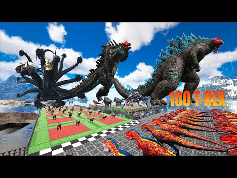 Ark Dinosaur Deathrun Vs Indoraptor Vs Spider T-rex - Ark Creature Survival Evolved