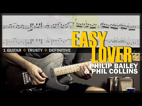 Easy Lover | Guitar Cover Tab | Guitar Solo Lesson | Backing Track with Vocals 🎸 PHIL COLLINS