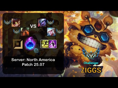 Ziggs APC + Nautilus vs Tristana + Janna - NA Challenger - Patch 25.07