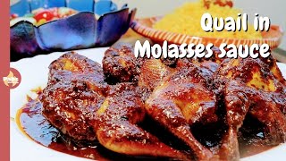 Pomegranate Molasses marinated Quail 🍗 Saffron Rice & Crunchy Salad
