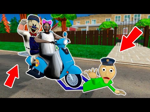 Granny, Ice Scream and Scooter vs Baldi Policeman - funny horror school animation (p.53)