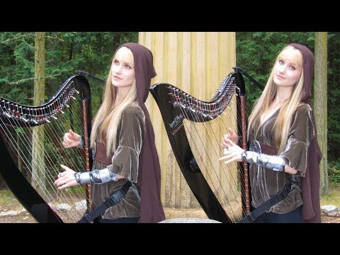 LORD OF THE RINGS Medley - Harp Twins - Camille and Kennerly