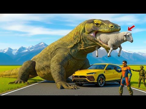 Real-Life Hero Rescue Team Saves Sheep From Giant Komodo Dragon Attack In Paddock