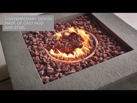 Lakeview Villa Flora 36-Inch Square Fire Pit Table - Glacier Gray Video
