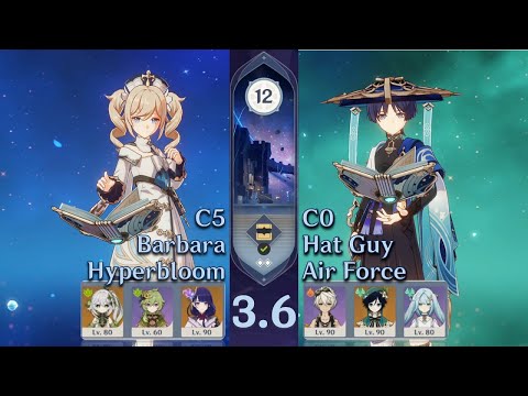 Spiral Abyss v3.6 | Barbara Hyperbloom + Hat Guy Air Force | 12th Floor