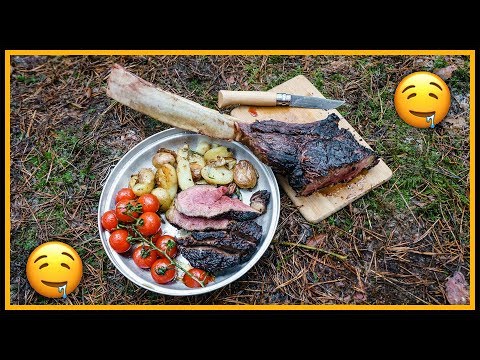 🔥 XXL Tomahawk Steak 🍲 draußen kochen - Outdoor Bushcraft Deutschland