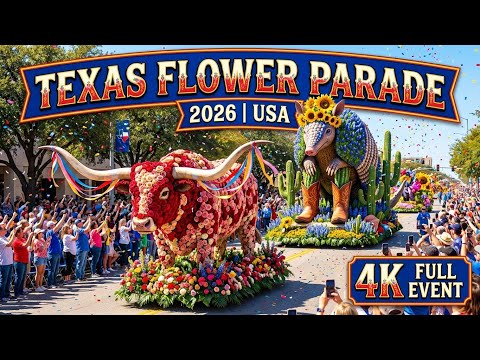Texas Flower Parade 2026 (USA) | Beautiful & Bizarre Giant Flower Floats | Full Event 4K 60FPS