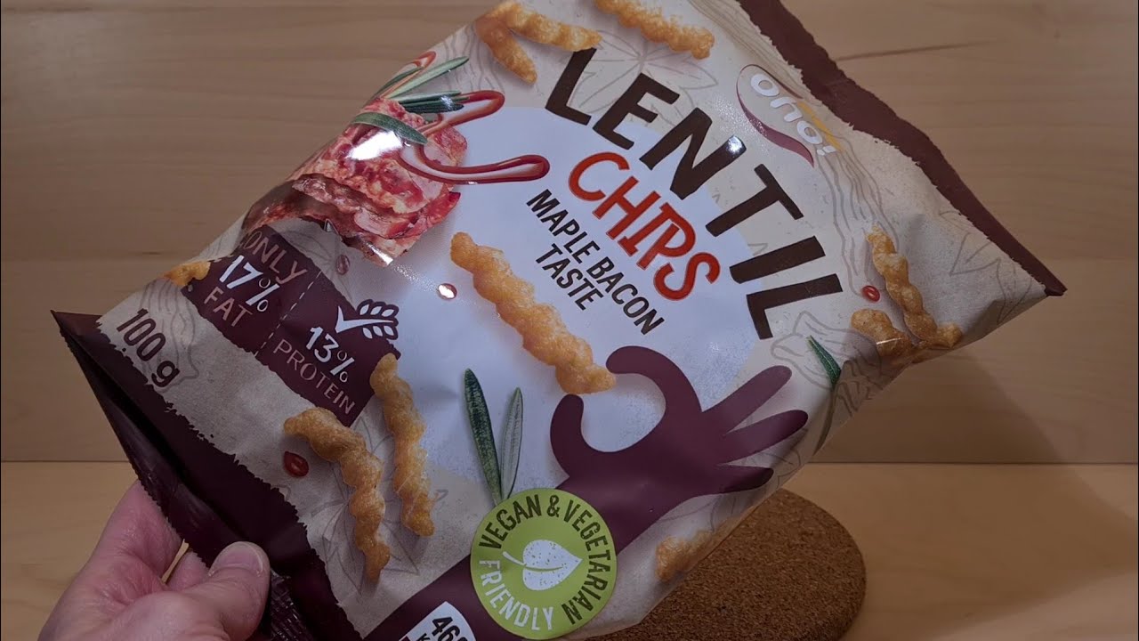 Watch video Oho! Lentil Chips Maple Bacon Taste - Random Reviews Now Oho! Lentil Chips Maple Bacon Taste - Random Reviews