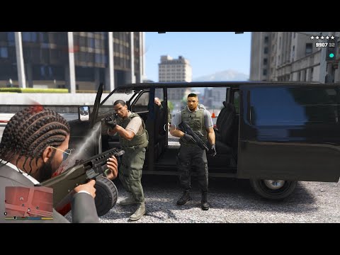 GTA V 5 Star Wanted Level Police FIB Shootout + Escape [VE:DGA]