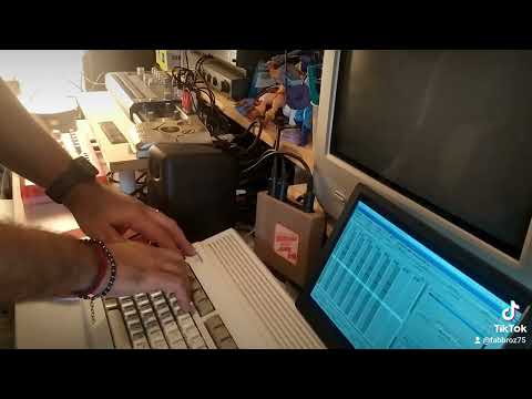 Amiga 1200 + Pistorm32 + Behringer RD6 and TD3 + Octamed Sound Studio