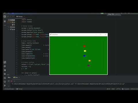🐢 Python Turtle Race Game Full Beginner Tutorial Pythontutorial Pythonforbeginners