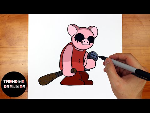 How To Draw FNF MOD Character - Piggy Easy Step by Step