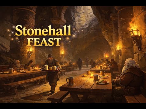 Stonehall Feast | Cozy Dwarf Tavern Ambience in a Grand Medieval Hall