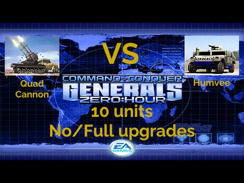 Command and Conquer Generals ZeroHour 10 Quad Cannons VS Humvees