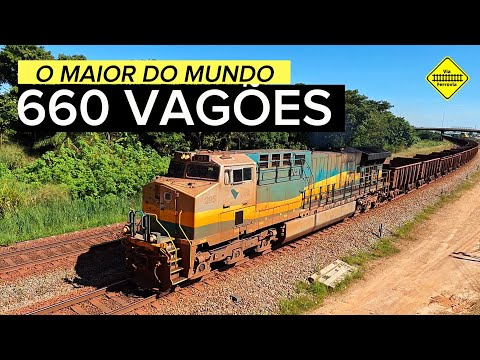 Impressionante! O maior trem de minério do mundo 660 vagões - Estrada de Ferro Carajás.