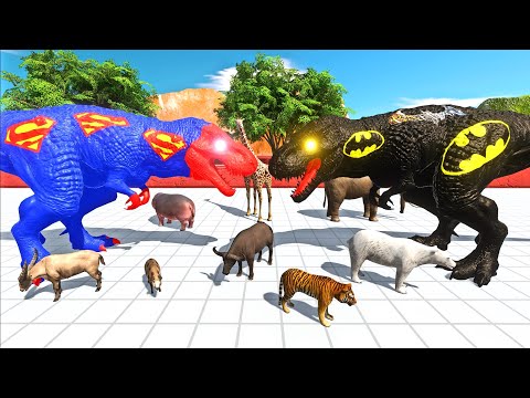 WHO WILL SURVIVE? SUPERMAN T-REX CHASE RACE - Animal Revolt Battle Simulator ARBS