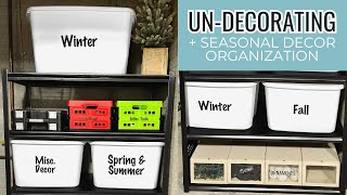 SEASONAL DECOR STORAGE // Taking Down Winter Decor + Some Decluttering & Organization