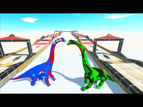 2x BRACHIOSAURUS PARKOUR DEATH RUN  - Animal Revolt Battle Simulator