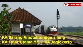 preview picture of video '[Moment Langka] KA Barang Amotis Tunggu Silang 2 KA Sekaligus di Sruweng'