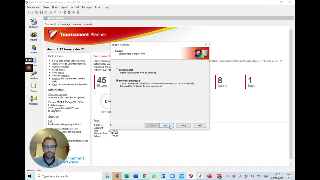 Ranking - How to Import the players Ranking Points in to Tournament Planner
