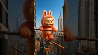 😱"A poor labubu walks on a tightrope at a height of 300 meters" #cute #funny #animatedfun #cartoon