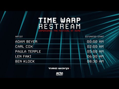 TIME WARP Restream w/ Adam Beyer, Carl Cox, Paula Temple, Len Faki, Ben Klock – ARTE Concert