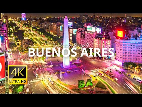 Buenos Aires City Downtown, Argentina 🇦🇷 in 4K ULTRA HD 60FPS at night by Drone