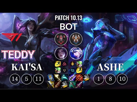 T1 Teddy Kai'Sa vs Ashe Bot - KR Patch 10.13