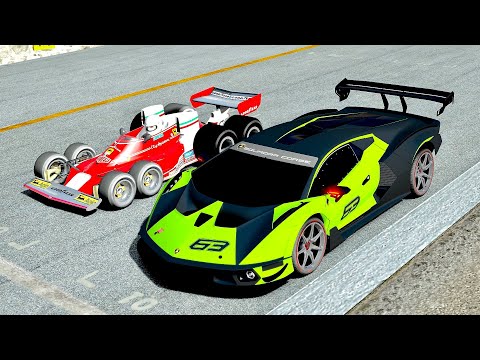 Lamborghini Essenza vs Ferrari F1 8 Wheels 1976 at Top Gear