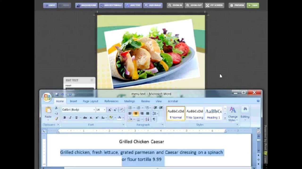 Online Menu Design templates from The Menu Maker