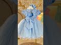 Vestido Infantil Azul Busto Com Renda e Pérolas Batizados