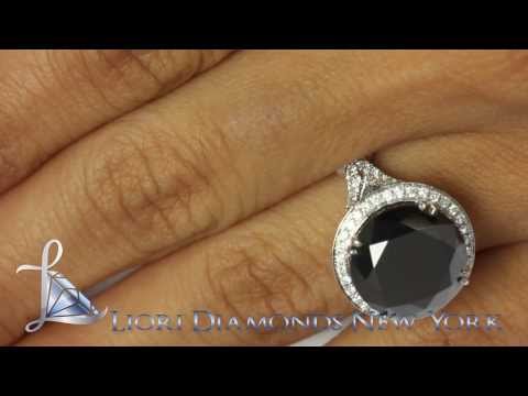 BDR-SOLD-034 - 9.01 Ct. Natural Black Diamond Engagement Ring 18k Gold Pave Halo Vintage Style
