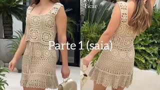 Conjunto em crochê do momento! Passo a passo (parte 1) Saia