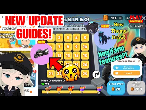 NEW UPDATE GUIDES! New Theme Draw! Find the Clues! Bingo Coins! New Farm Features #playtogether 