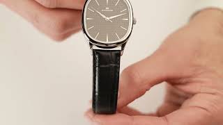 ساعة جلد أسود و فضي 45