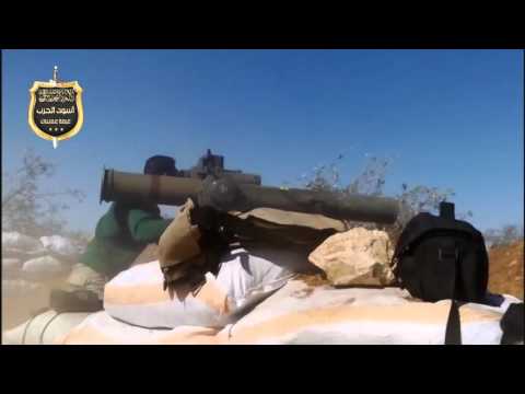 استهداف وتدمير دبابة لقوات النظام بصاروخ تاو من قبل جيش المعتز بالله على الجبهة الغربية لمدينة درعا