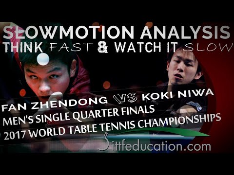 Table Tennis Slowmotion Analysis   Fan Zhendong VS Koki Niwa   Receive Flat Short Serve