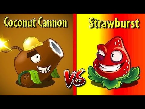 Coconut Cannon Vs Strawburst 🔥 | Plants Vs Zombies 2 🌼 | Pvz 2 🌸 | 🥥🆚🍓 | ♥️🤍💜💙🩵🩷💗❤️