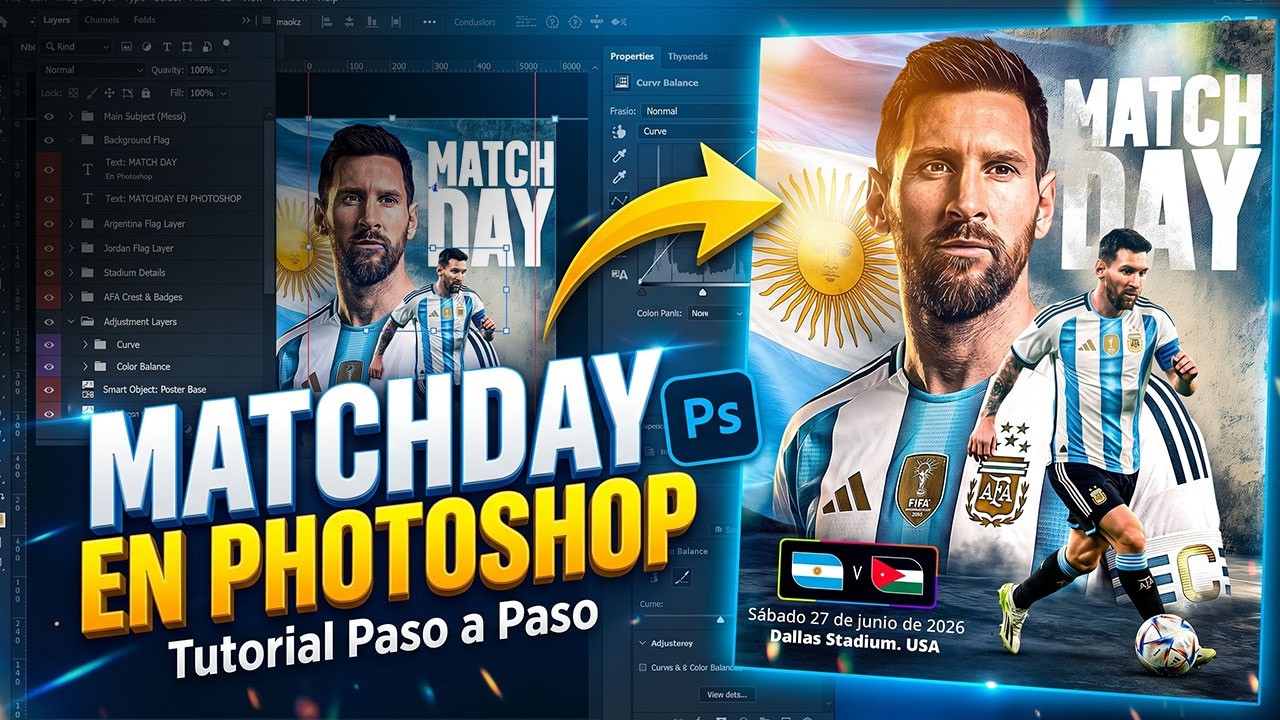 🥇 Cómo Crear un MATCHDAY ÉPICO en Photoshop ⚽🔥