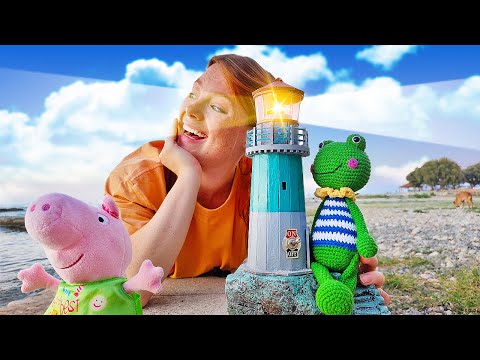 Spielspaß mit Peppa Wutz. Peppa und der Leuchtturm. Spielzeug Video mit Irene